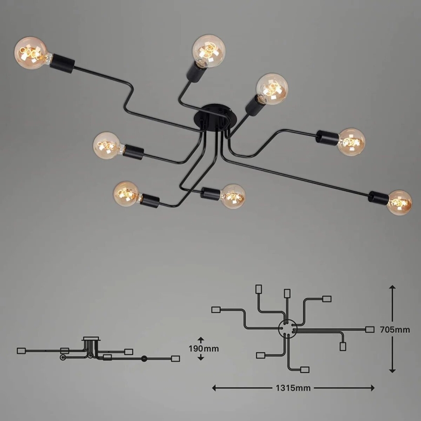 Briloner 2888-085 - Virsapmetuma lustra FARETTO 8xE27/60W/230V melna