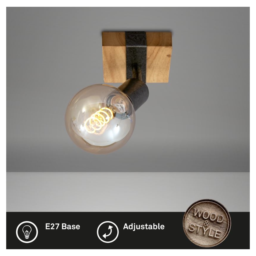 Briloner 2900-011 - Sienas starmetis WOOD BASIC 1xE27/25W/230V