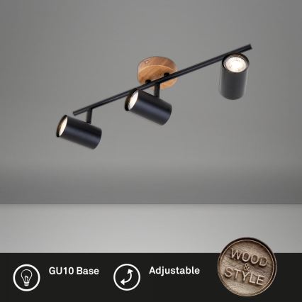 Briloner 2920-035 - Starmetis SPOTLIGHT 3xGU10/35W/230V melna