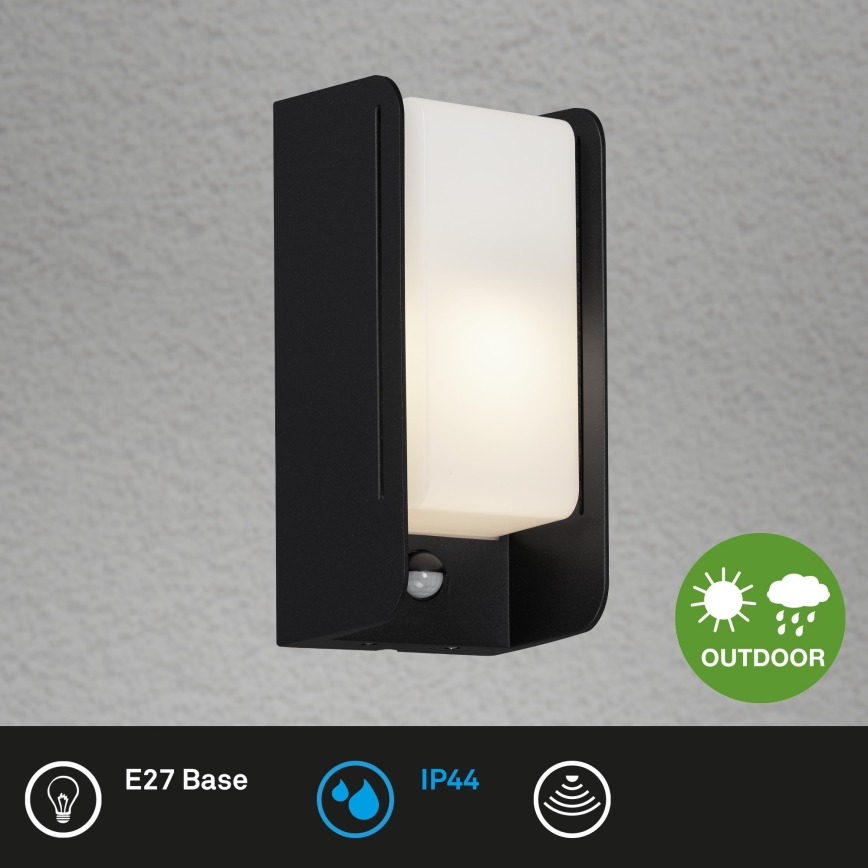 Briloner 3017-015 - Āra sienas lampa ar sensoru BOKS 1xE27/12W/230V IP44