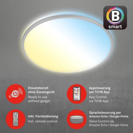Briloner 3065-014 - LED griestu lampa ar regulējamu spilgtumu IVY LED/42W/230V Wi‑Fi Tuya diam. 49 cm + tālvadības pults