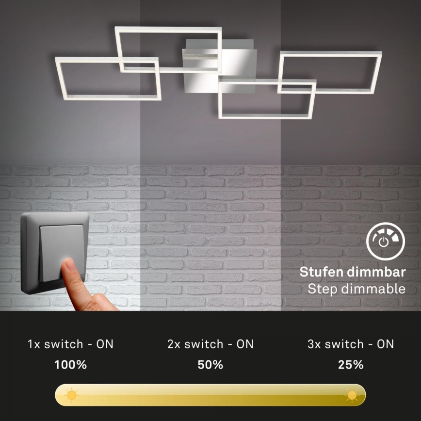 Briloner 3091-018 - LED Aptumšojama griestu lampa FRAME LED/30W/230V hroms