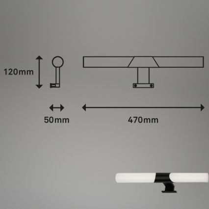 Briloner 3113-115 - LED Vannas istabas spoguļa apgaismojums LED/12W/230V IP44 47 cm melna