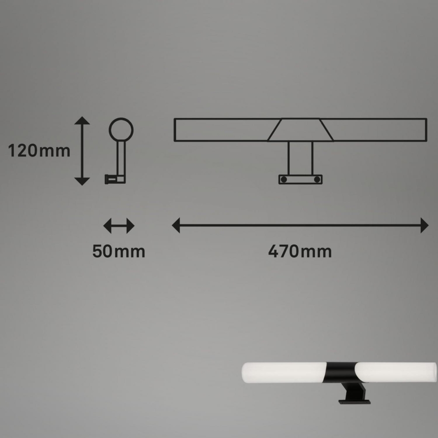 Briloner 3113-115 - LED Vannas istabas spoguļa apgaismojums LED/12W/230V IP44 47 cm melna