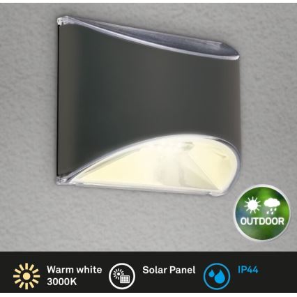 Briloner 3133015 - LED saules sienas gaismeklis LED/2W/3,7V IP44 3000K 300 mAh