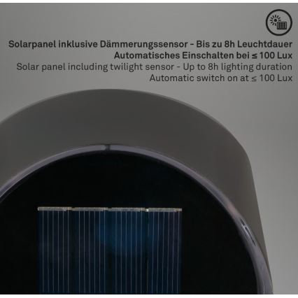 Briloner 3133015 - LED Saules sienas lampas LED/2W/3,7V IP44 3000K 300 mAh