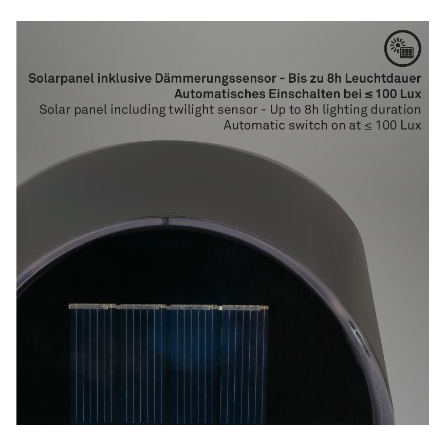Briloner 3133015 - LED Saules sienas lampas LED/2W/3,7V IP44 3000K 300 mAh