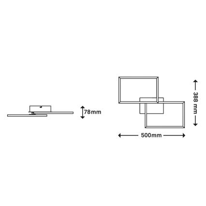 Briloner 3149-018 - LED Aptumšojama virsapmetuma lustra FRAME 2xLED/15W/230V + tālvadības pults