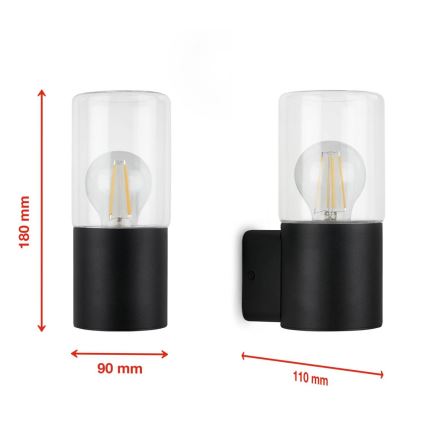 Briloner 320505TF - Āra sienas lampa 1xE27/12W/230V IP44 melna