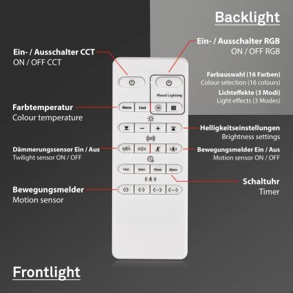 Briloner 3227-015 - LED RGB Aptumšojama griestu lampa ar sensoru TALENA LED/24W/230V melna + tālvadības pults