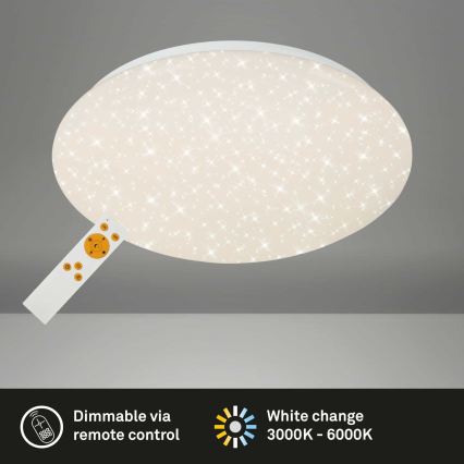Briloner 3373-016 - LED aptumšojama griestu lampa STARRY LED/15W/230V 3000-6500K diam. 28 cm balta + tālvadības pults