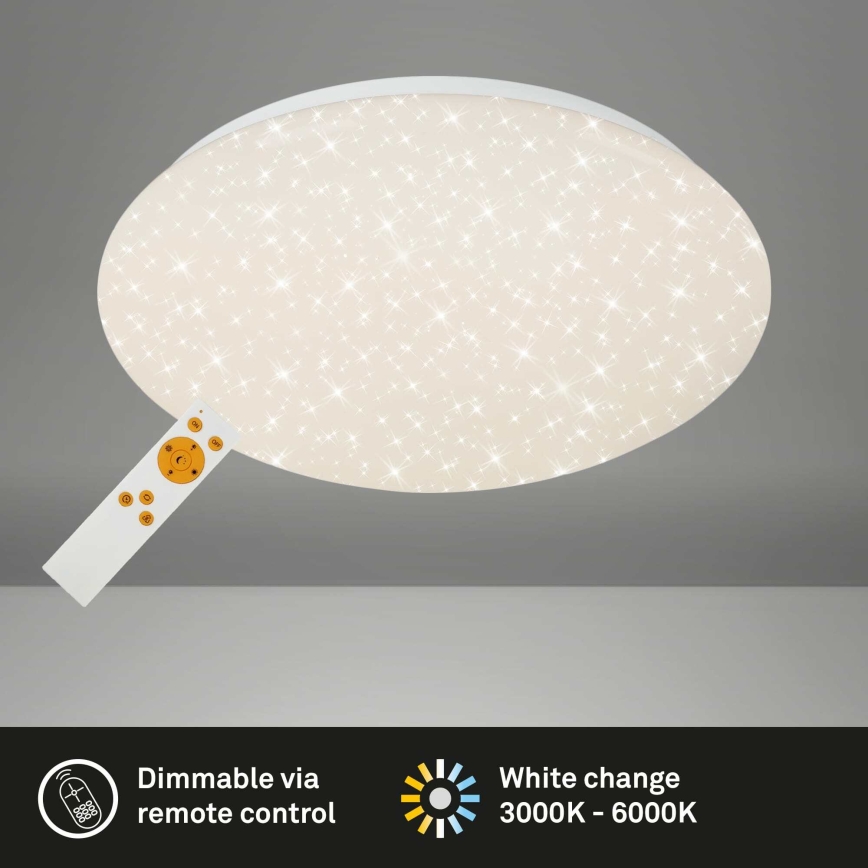 Briloner 3373-016 - LED aptumšojama griestu lampa STARRY LED/15W/230V 3000-6500K diam. 28 cm balta + tālvadības pults