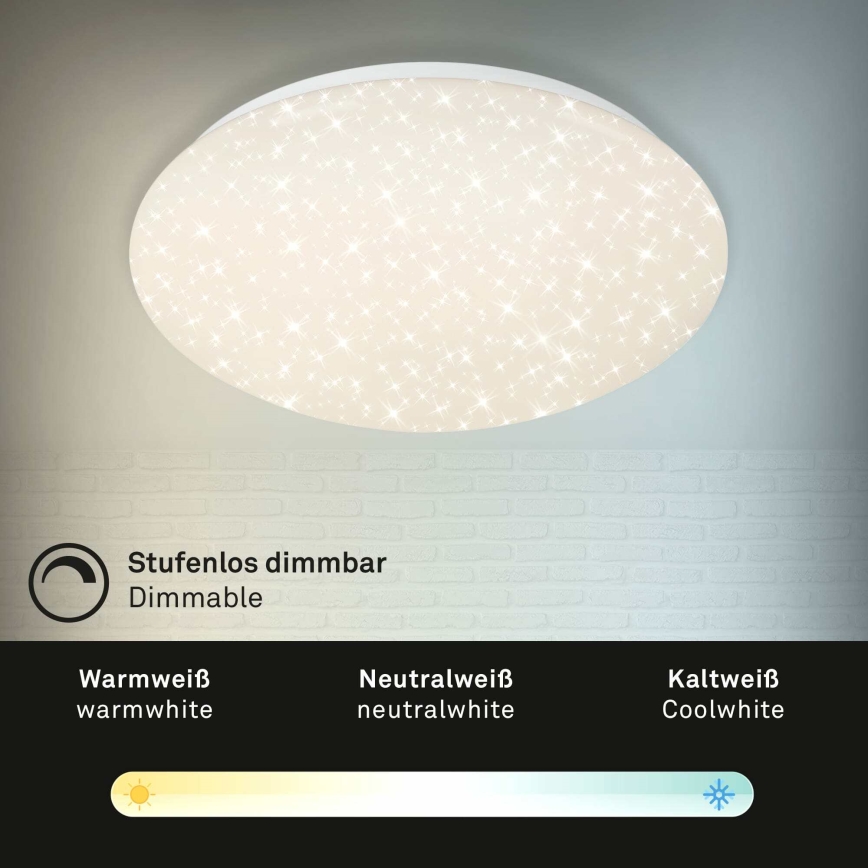 Briloner 3373-016 - LED aptumšojama griestu lampa STARRY LED/15W/230V 3000-6500K diam. 28 cm balta + tālvadības pults