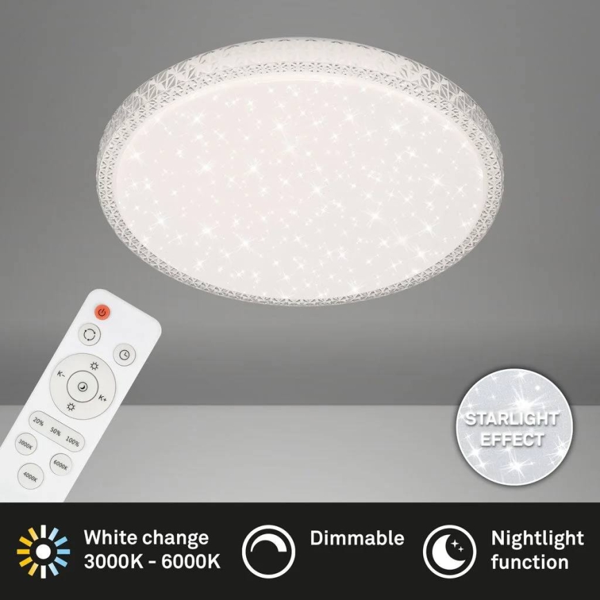 Briloner 3412-016 - LED dimmējams griestu gaismeklis STAR SKY LED/24W/230V 3000/4000/6000K Ø 39 cm + tālvadības pults