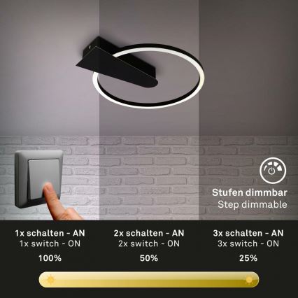 Briloner 3542-015 - LED Aptumšojama griestu lampa NICO LED/12W/230V melna