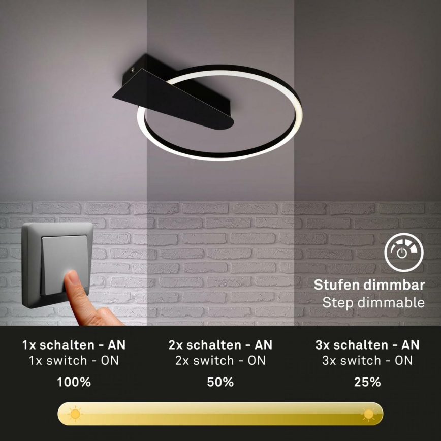 Briloner 3542-015 - LED Aptumšojama griestu lampa NICO LED/12W/230V melna