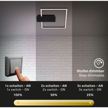 Briloner 3544-015 - LED Aptumšojama griestu lampa NICO LED/12W/230V melna