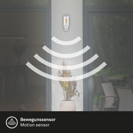 Briloner 3628-016 - Āra sienas lampa ar sensoru KAIRO 1xE27/12W/230V IP44 balta