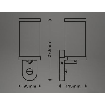Briloner 3628-016 - Āra sienas lampa ar sensoru KAIRO 1xE27/12W/230V IP44 balta