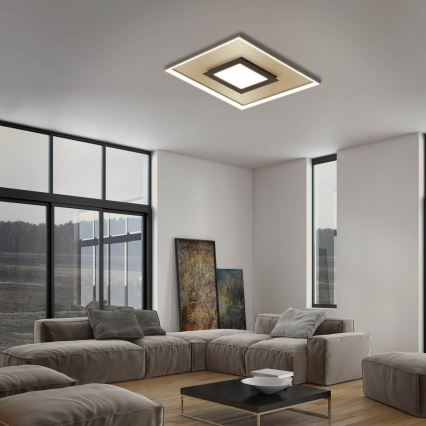 Briloner 3641-017 - LED Aptumšojama griestu lampa FRAME LED/30W/230V 2700-6500K zelta + tālvadības pults