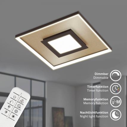 Briloner 3641-017 - LED Aptumšojama griestu lampa FRAME LED/30W/230V 2700-6500K zelta + tālvadības pults