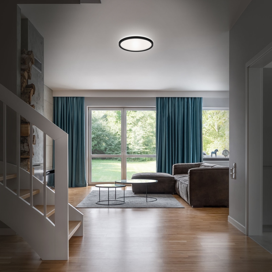Briloner 3642-415 - LED Vannas istabas griestu lampa SLIM LED/19W/230V d. 29 cm IP44 melna