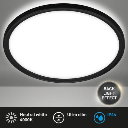 Briloner 3642-415 - LED Vannas istabas griestu lampa SLIM LED/19W/230V d. 29 cm IP44 melna