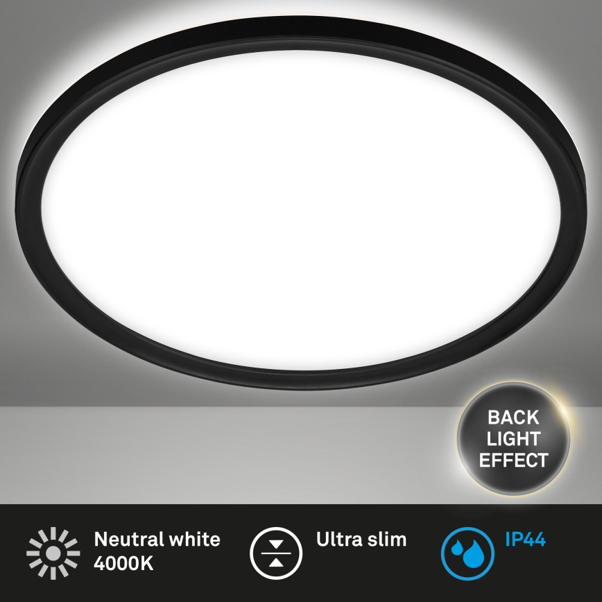 Briloner 3642-415 - LED Vannas istabas griestu lampa SLIM LED/19W/230V d. 29 cm IP44 melna
