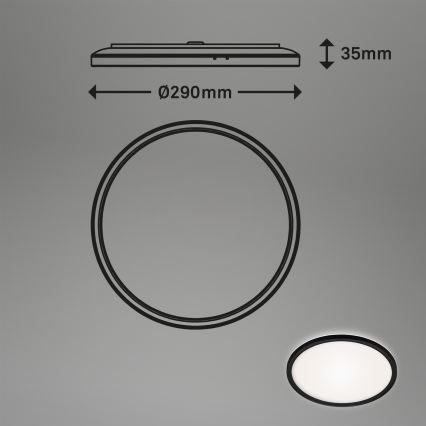 Briloner 3642-415 - LED Vannas istabas griestu lampa SLIM LED/19W/230V d. 29 cm IP44 melna
