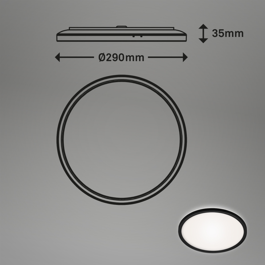 Briloner 3642-415 - LED Vannas istabas griestu lampa SLIM LED/19W/230V d. 29 cm IP44 melna