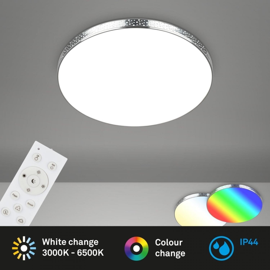 Briloner 3679-018 - LED RGB Aptumšojama vannas istabas griestu lampa MAGA LED/18,5W/230V 3000-6500K d. 35,5 cm + tālvadības pults