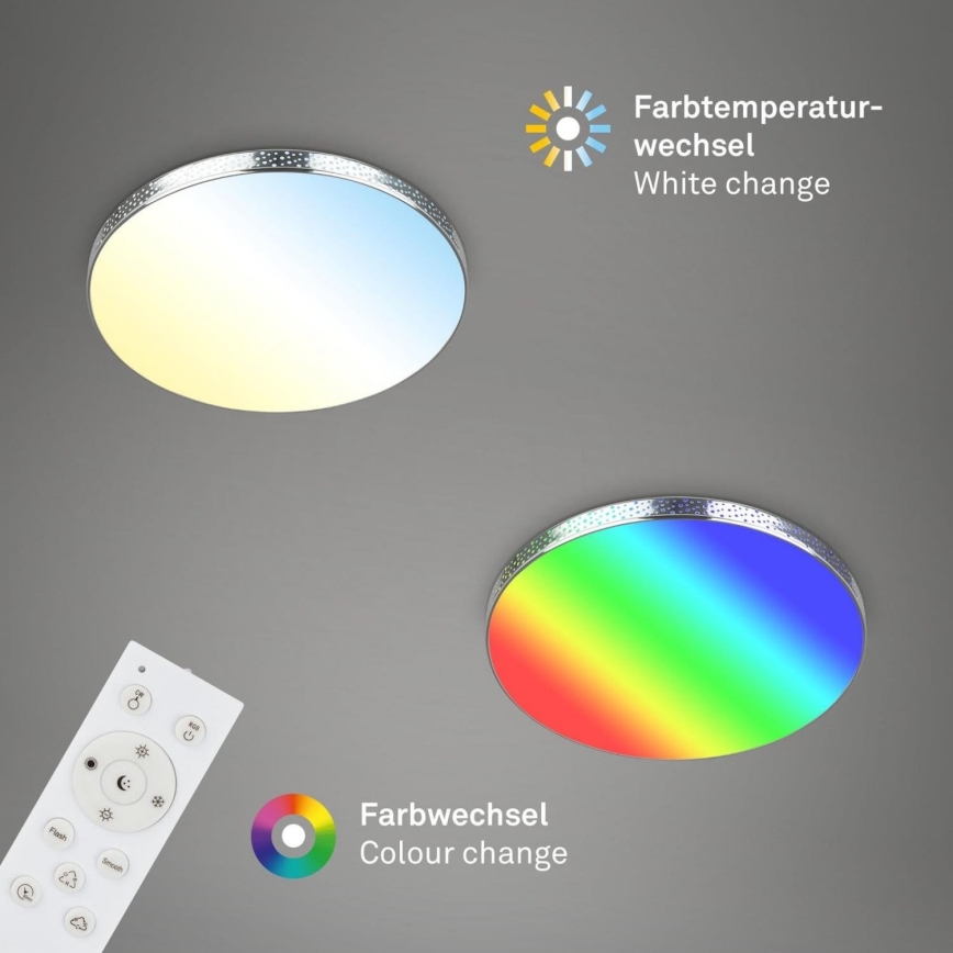 Briloner 3679-018 - LED RGB Aptumšojama vannas istabas griestu lampa MAGA LED/18,5W/230V 3000-6500K d. 35,5 cm + tālvadības pults