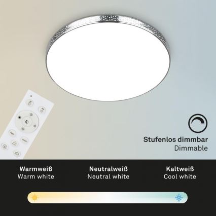 Briloner 3679-018 - LED RGB Aptumšojama vannas istabas griestu lampa MAGA LED/18,5W/230V 3000-6500K d. 35,5 cm + tālvadības pults