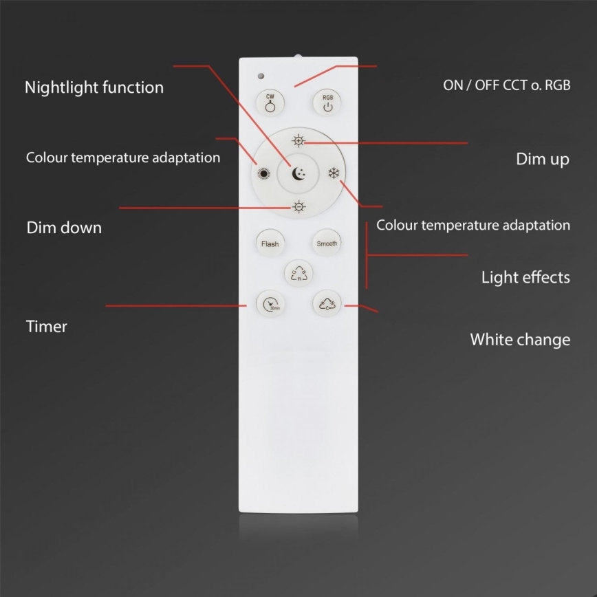 Briloner 3679-018 - LED RGB Aptumšojama vannas istabas griestu lampa MAGA LED/18,5W/230V 3000-6500K d. 35,5 cm + tālvadības pults