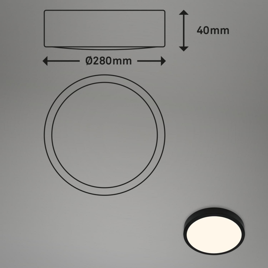 Briloner 3700-015 - LED Griestu lampa RUNA LED/16W/230V 3000K d. 28 cm melna