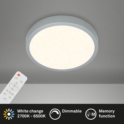Briloner 3701-014 - LED Aptumšojama griestu lampa RUNA LED/18W/230V 2700-6500K sudraba + tālvadības pults