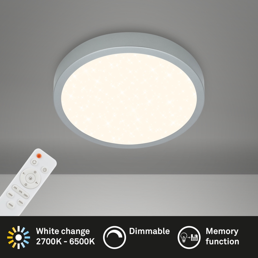 Briloner 3701-014 - LED Aptumšojama griestu lampa RUNA LED/18W/230V 2700-6500K sudraba + tālvadības pults