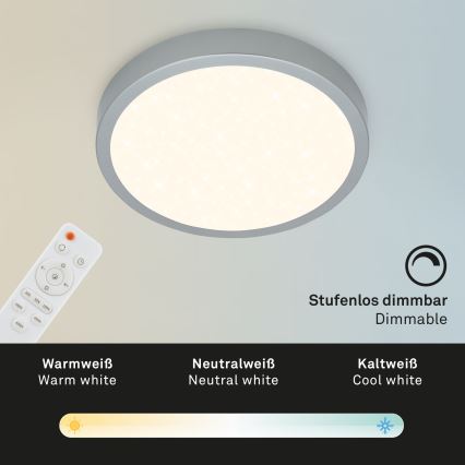 Briloner 3701-014 - LED Aptumšojama griestu lampa RUNA LED/18W/230V 2700-6500K sudraba + tālvadības pults