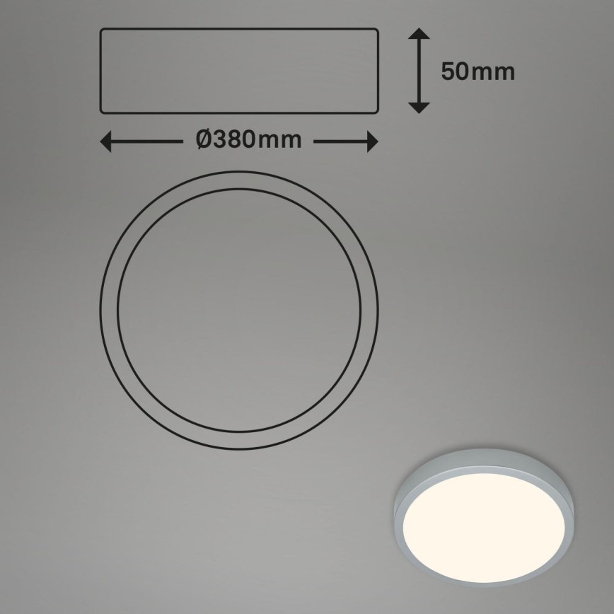 Briloner 3703-014 - LED Griestu lampa RUNA LED/24W/230V 3000K d. 38 cm sudraba