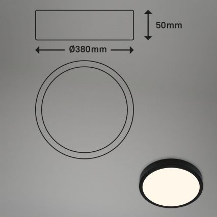 Briloner 3703-015 - LED Griestu lampa RUNA LED/24W/230V 3000K d. 38 cm melna