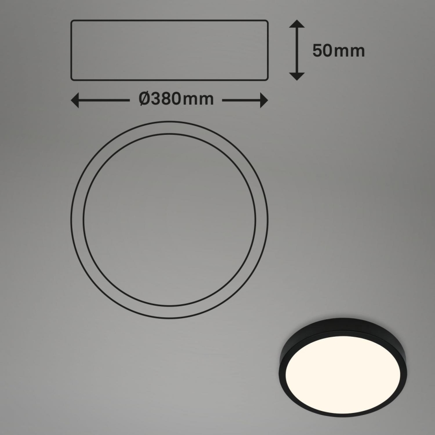 Briloner 3703-015 - LED Griestu lampa RUNA LED/24W/230V 3000K d. 38 cm melna
