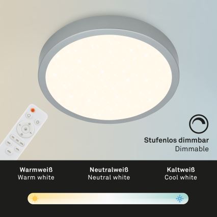 Briloner 3704-014-LED Aptumšojama griestu lampa RUNA LED/22W/230V 2700-6500K sudraba + tālvadības pults