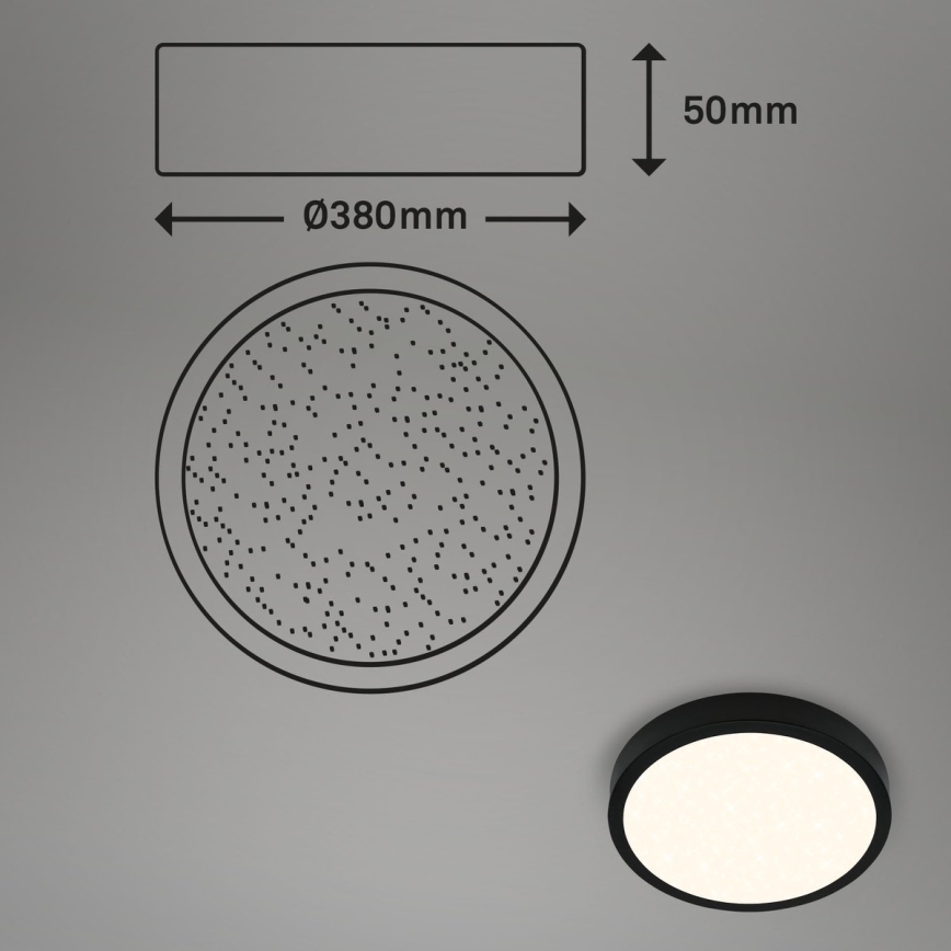 Briloner 3704-015 - LED Aptumšojama griestu lampa RUNA LED/22W/230V 2700-6500K melna + tālvadības pults