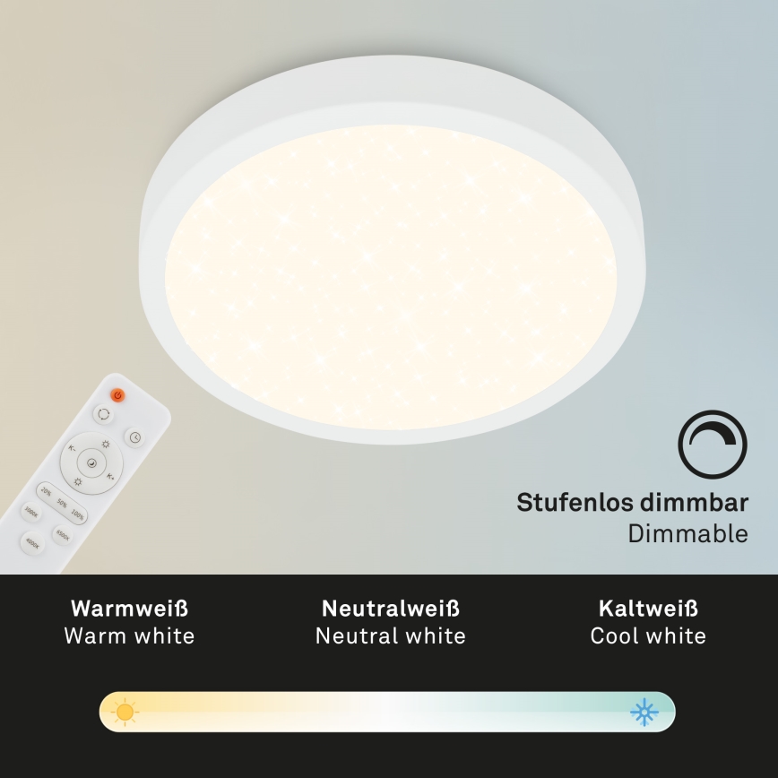 Briloner 3704-016 - LED Aptumšojama griestu lampa RUNA LED/22W/230V 2700-6500K balta + tālvadības pults