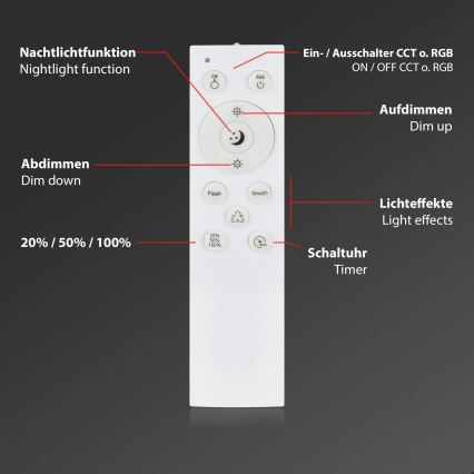 Briloner 3709-014 - LED RGBW Aptumšojama griestu lampa LED/22W/230V 4000K d. 38 cm sudraba + tālvadības pults