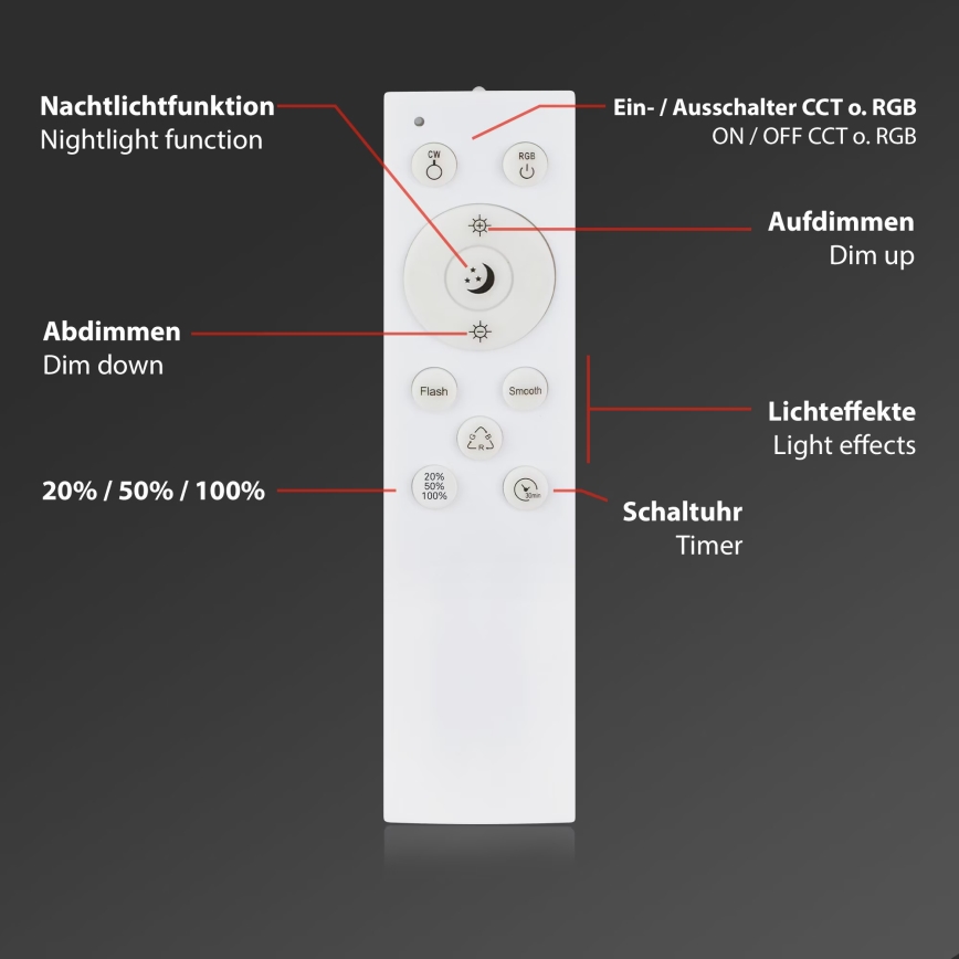 Briloner 3709-014 - LED RGBW Aptumšojama griestu lampa LED/22W/230V 4000K d. 38 cm sudraba + tālvadības pults