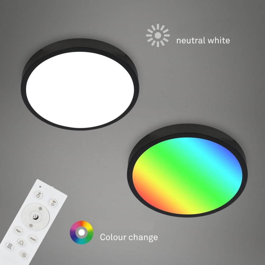 Briloner 3709-015 - LED RGBW Aptumšojama griestu lampa LED/22W/230V 4000K d. 38 cm melna + tālvadības pults