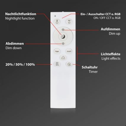 Briloner 3709-015 - LED RGBW Aptumšojama griestu lampa LED/22W/230V 4000K d. 38 cm melna + tālvadības pults