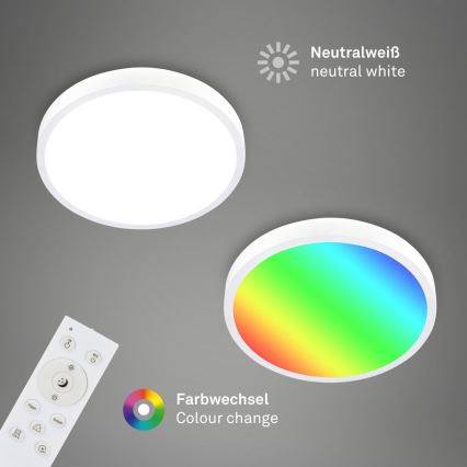 Briloner 3709-016 - LED RGBW Aptumšojama griestu lampa LED/22W/230V 4000K d. 38 cm balta + tālvadības pults