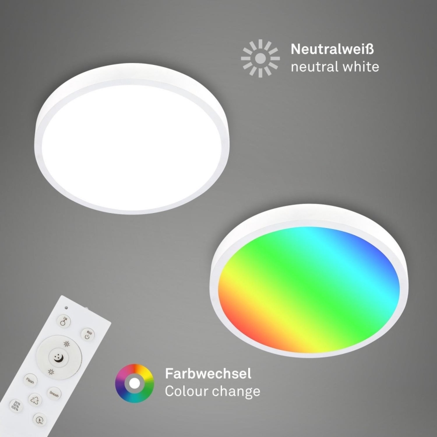 Briloner 3709-016 - LED RGBW Aptumšojama griestu lampa LED/22W/230V 4000K d. 38 cm balta + tālvadības pults